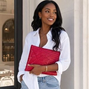 Magenta‎ Pink Woven Zipper Pouch